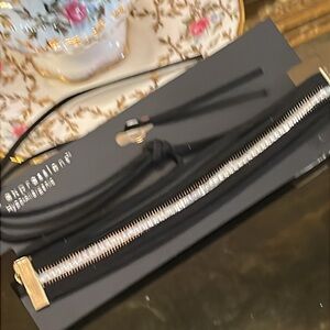 Glitter Tie Black Leather Choker